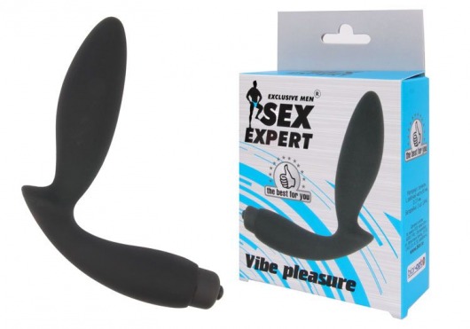 Чёрный вибростимулятор простаты Sex Expert Vibe Pleasure - Sex Expert - в Ачинске купить с доставкой