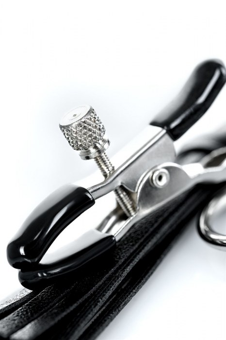 Черно-серебристые зажимы для сосков Theatre с кисточками - ToyFa - купить с доставкой в Ачинске