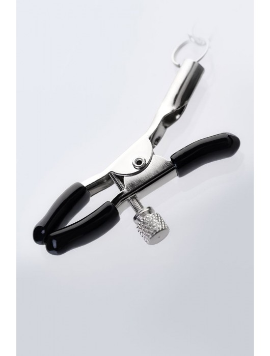 Серебристо-чёрные зажимы для сосков с кольцом для пениса TOYFA Metal - ToyFa - купить с доставкой в Ачинске